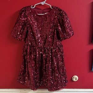 Cat & Jack Burgundy/Red Heart Sequin Dress size 4/5